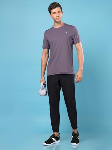 Image of TECHNOSPORT Men's Slim Fit Polyester Activewear Sports T-Shirt with Moisture-Wicking Comfort for Workout, Running & Gym