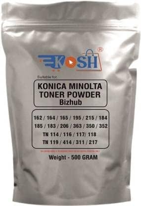 Black Toner Powder for Konica Minolta Bizhub TN 114, 115, 116, 118, 162, 163, 152, 164, 195, 215, 226, 363 (500 Gram) Print - 1 x 500g Black Toner Cartridge