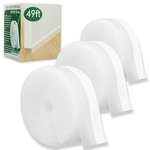 Binazon 49 Feet Weather Stripping Door Seal, Transparent Silicone Door Draft Stopper, Draft Seal Insulation Tape Strip, Under Door Seal Strip For Window Seal And Door Bottom Seal(3 Rolls-Total 49Ft) #TOP9
