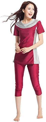TianMaiGeLun vrouwen korte mouw bescheiden zwemkleding beachwear bescheidenheid burkini surfen pak islamitische zwemkleding(Blue2, L