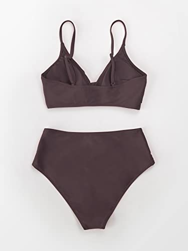 Image of CUPSHE Women's Bikini Sets Two Piece Swimsuit High Waisted V Neck Twist Front Adjustable Spaghetti Straps Bathing Suit