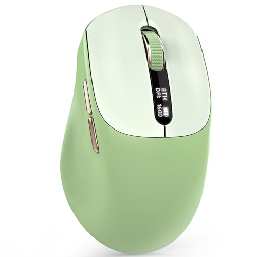 Image of XISOGUU Wireless Bluetooth Mouse, Bluetooth 5.0 /4.0 & 2.4G Tri-Mode, Type-C Rechargeable with LED Screen Display, Ergonomic Silent Click for Laptop /PC /Tablet, Multi-Device & Office Use