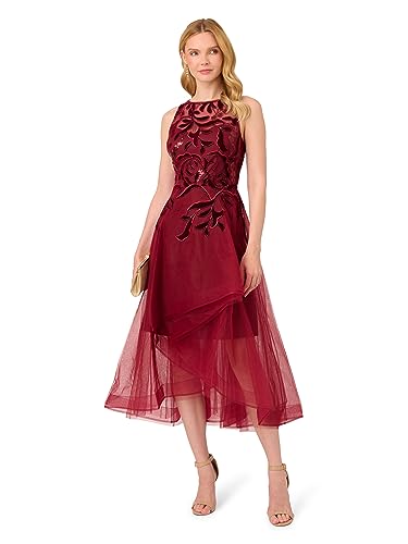 Image of Adrianna Papell Women's Halter Velvet Tulle Dress