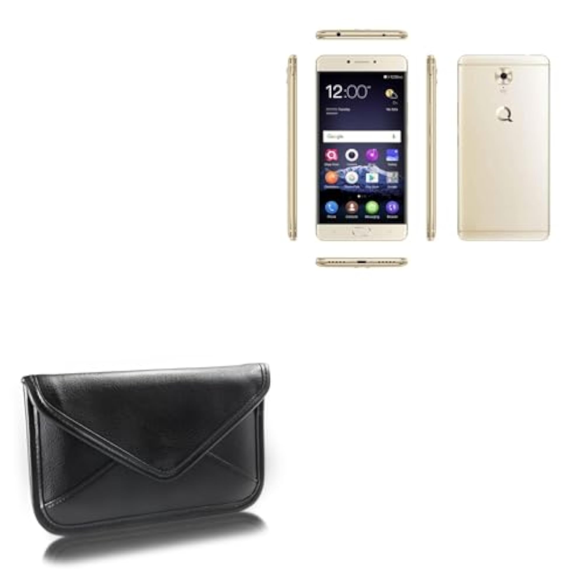 Elite Leather Messenger Pouch for QMobile M6, Jet Black