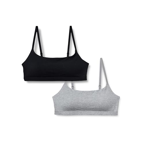 Image of Amazon Essentials Women's Cotton Jersey Scoop Bralette, Pack of 2