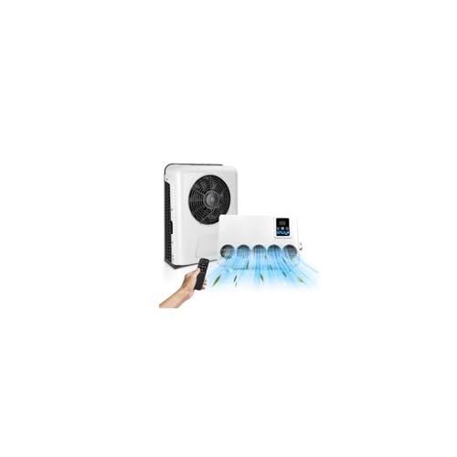 12V Air Conditioner 13500 BTU Electric Truck Split AC with 20CC Compressors, Low Noise Fast Cooling APU Unit for Semi-Truck, Tractor, Construction Vehicle, Crane, Van