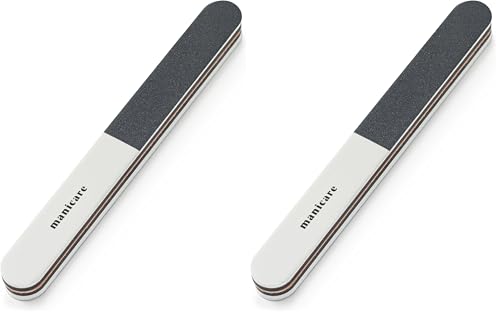 Manicare Nagelpolierfeile, 3-stufig, zum Formen, Entfernen von Kanten und Polieren der Nägel, einfach verwendbares Maniküre-Werkzeug, robuste, gepolsterte Polierfeile (Packung mit 2)