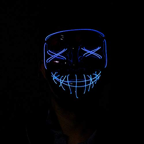 Máscara com luz azul assustadora festa de terror divertida máscara iluminadora de luz fria máscara a