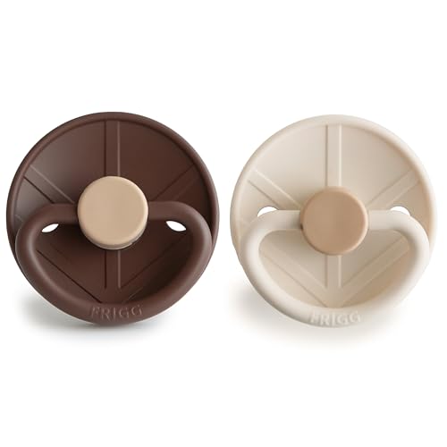 Image of FRIGG Little Viking SilkySoft Silicone Baby Pacifier 2-Pack | Made in Denmark | BPA-Free (Cocoa /Cream, 0-6 Months)