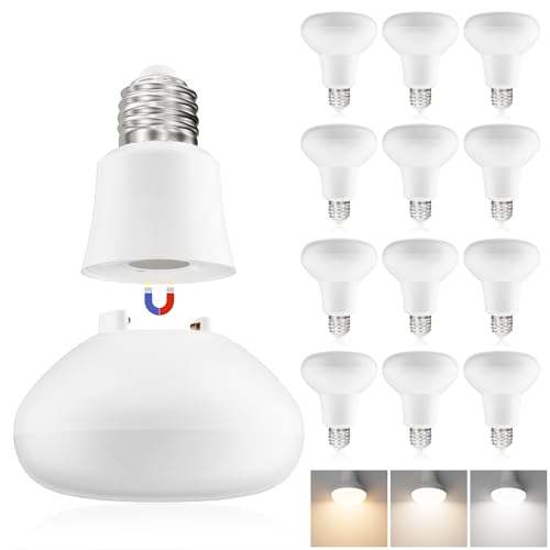 SCOPOW BR30 LED Flood Light Bulbs - 12 Pack 65W 1000LM Indoor Flood Lights, E26 Base, 3 Color Temperature Dimmable Recessed Lights with Detachable Lamp Head, for Home