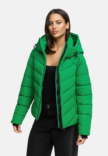 MARIKOO Damen Winterjacke warme Steppjacke mit abnehmbarer Kapuze Samuiaa XVI Smaragd Green Gr. S