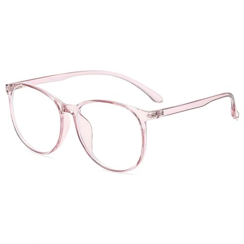 Rewhey Transparent Computer Glasses Frame Women Men Anti Blue Light Round Eyewear Blocking Glasses Optical Spectacle Eyeglass (Pink)