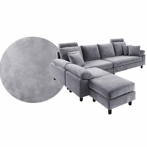 Image of Torque - Ferguson 6 Seater L Shape Sofa Set for Office (Grey) | Premium Fabric Interchangeable L Shape 6 Seater Sofa for Living Room Bedroom Furniture