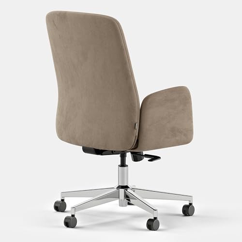 Image of Branch Softside Mid Century Modern Office Chair | Removable Arms with Luxury Cloud-Like Comfort, Adjustable Height, Integrated Lumbar Support, Velvet Fabric, Taupe