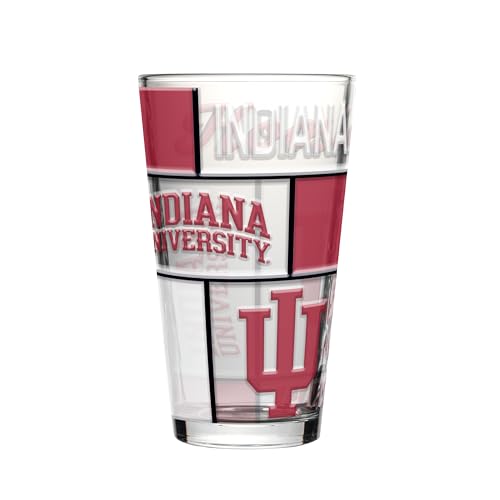 Image of Logo Brands NCAA oz Stained Glass Pint Glass - 3D Embossed Logo & Bold Team Colors - Durable Sports Fan Beer Glass for Home, Bar & Tailgates