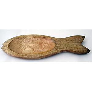 Mango-houten schaal visvorm ca. 30x10x2 5cm AV