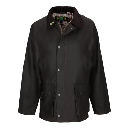 Romneys Casaco de cera Chestnut - casaco de algodão encerado, resistente à água e ao vento, design equestre e bicicleta, proteção contra intempéries ao ar livre, homem e mulher, castanho