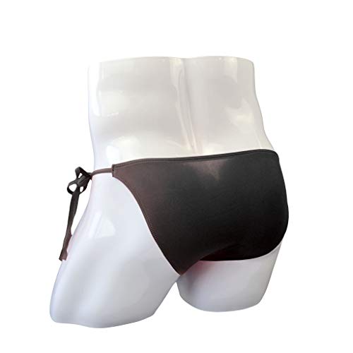 Extlps Ice Silk Bikini Low Rise Tie String Adjustable Briefs Sexy Underwear For Men Bk-F Black #TOP5