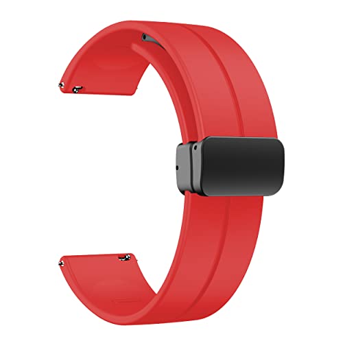 Image of Magnetic Watch Band 16mm 18mm 19mm 20mm 22mm - Quick Release - Skin-Friendly Soft Silicone Sport Watch Band for Men Women, Magnetic Folding Clasp Silicone Strap