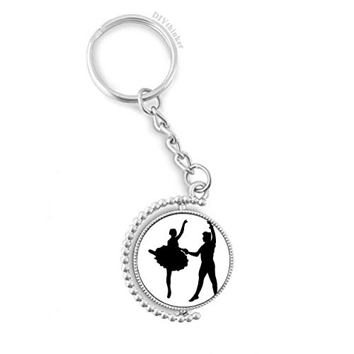 Clé anneau porte-keyholder danse duo rotatif pour clés de voiture et maison