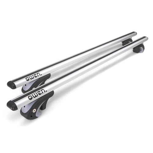 Owen 5.0 Dachträger Universal 120 cm Silber | Aluminium Relingträger für offene Reling | TÜV geprüft | Abschließbar | Tragfähigkeit bis 90 kg | Aerodynamisch & einfach montierbar