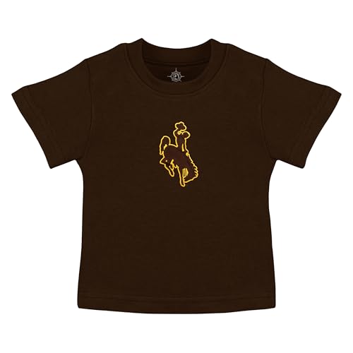Creative Knitwear Wyoming Cowboys Infant Unisex Brown Solid Short Sleeve Crew Neck T-Shirt Embroidered Logo - Size 18 Months