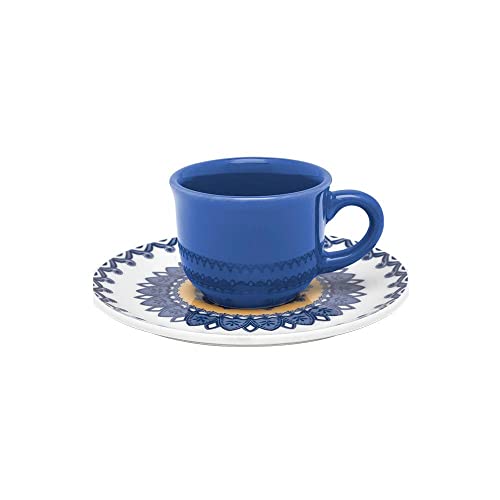 Conjunto De 6 Xícaras Pequenas 65 Ml Com Pires Floreal La Carreta - Oxford