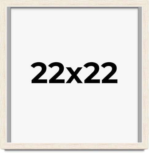 22x22 Shadow Box White Washed Rustic Barnwood | Solid Wood Display Frame | 1.25 Inch Deep | 0.875 Inch Moulding Width | Includes UV Resistant Acrylic Plexiglass, Backing and Hanging Hardware