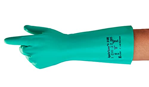 Gants protection chimique nitrile vert Ansell AlphaTec pour atelier et jardin