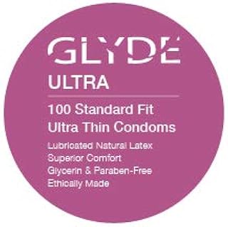 GLYDE Ultra - Standard Fit Condoms - 100 Count Bulk Pack - Ultra-Thin, Vegan, Non-Toxic, Medium Size Natural Rubber Latex, 53mm For Silky Fit