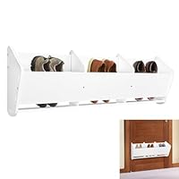 aleawol Wall Mounted Shoe Rack 80cm Behind The Door Slipper Holder Hanging Over Door Shoes Rack Storage Organizer PVC Wood Plastic Board Wall Shelf Shoe Box, No Drilling Required