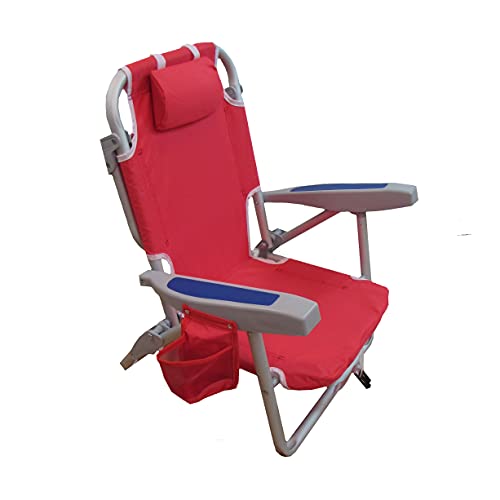 Kid's 5Position Lay Flat Backpack Folding Beach Chair Red