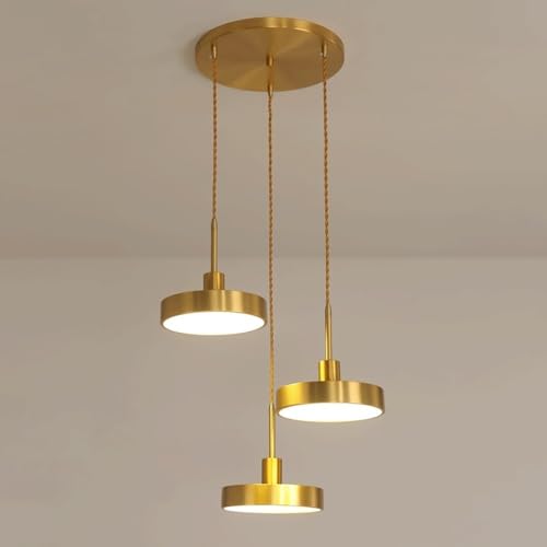 Lampe a suspension LED 36W en cuivre et acrylique ultra-mince pour l'eclairage de salle a manger