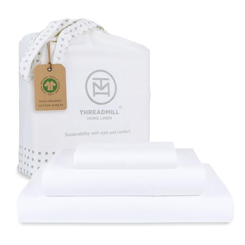 Threadmill Organic Cotton Twin Bed Sheet Set - Soft &...