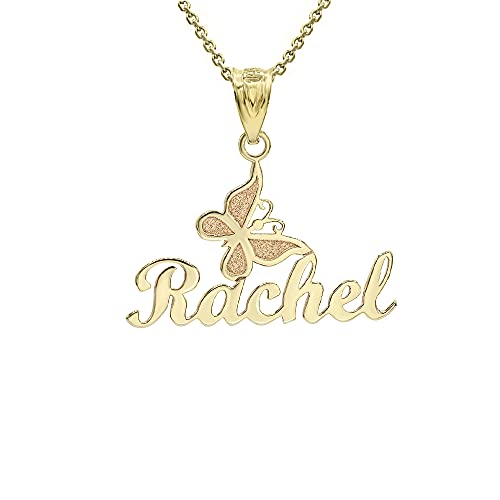 Certified 10k Yellow Gold Personalized Name Butterfly Necklace Custom Made Any Name