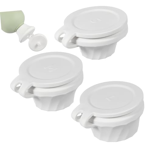 AUTSUPPL 3pcs Leak Bottle Caps for Bathroom Lotion and Shampoo Versatile Replacement Lids for Dispenser Jars and Spice Bottles Convenient and Design Milky