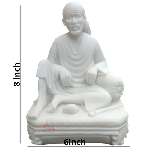 Image of Sai Amrut Gifts Italian Marble Sai Baba Dwarkamai Statue for Home and Pooja Room (Design 2)