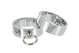 Master Series Chrome Slave Bondage Bracelets, Small / Medium
