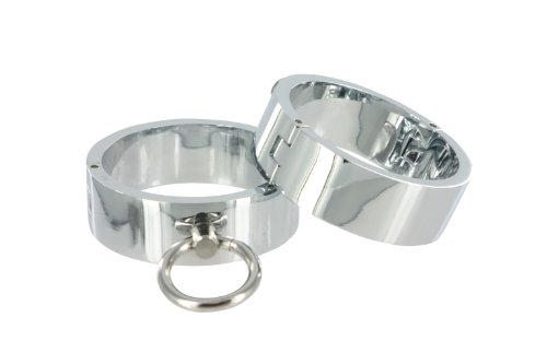 Master Series Chrome Slave Bondage Bracelets, Medium / Large
