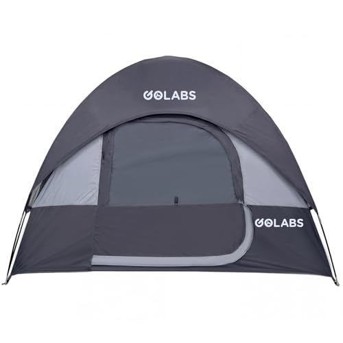 Golabs CT1 2 Person Camping Tent, Easy Set Up in 3 Mins, PU1500mm Waterproof w/Mesh Top & Door with Ventilation, Lightweight 4.4lbs Portable Family Tent with Carry Bag &Interior Storage Pockets &Hook