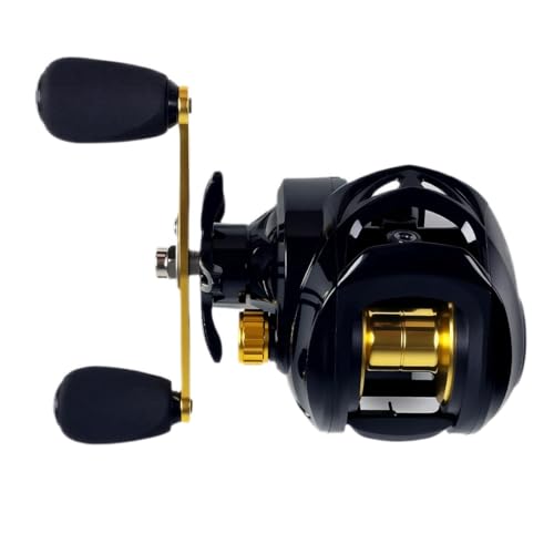 Carretilha Baitcaster Anti-Backlash 19+1 Rolamentos, Alta Velocidade 8.1:1, Força de Tração 15kg, Carretilha para Pesca Esportiva Profissional (Preto + Dourado, Mão esquerda)