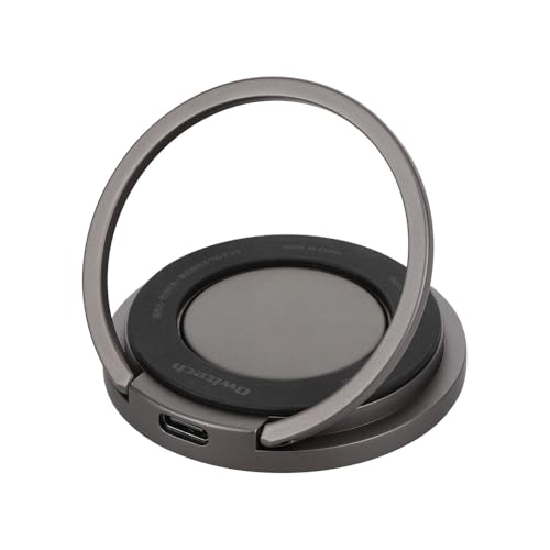 オウルテック マグネットワイヤレス充電器 スマホリング搭載 厚さ約9.7mm 15W急速充電対応 ガンメタル