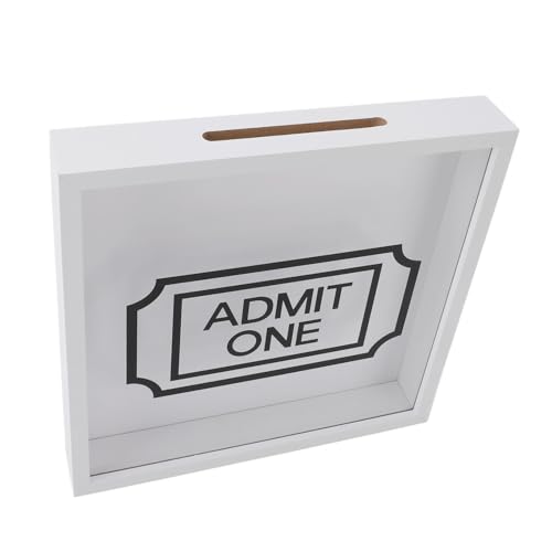VELATEMOR Mapa de la Caja de Dinero del Marco con Pantalla de Caja de Sombra, Organizador de Recuerdo de Viajes para Postales y Boletos, de Almacenamiento Decorativo de Madera Compuesta, 29 Cm (WHITE)