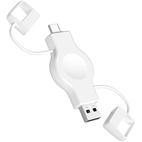 LVFAN 2-1 Wireless Charger for Apple Watch, Portable USB-A & USB-C Wireless Charger for iWatch, Magnetic Fast Charging Charger for Apple Watch Series 8/7/6/5/4/3/2/1/SE/Ultra (White) Cover