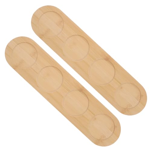 Soporte para 2 copas de vino y whisky en bandeja de bambú 2