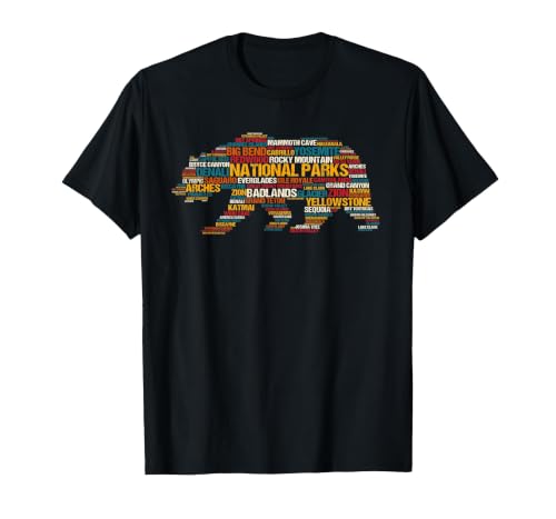 National Parks Bear Word Cloud T-Shirt
