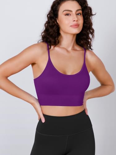 Image of ODODOS Seamless Sports Bra for Women Ribbed Camisoles Non Padding Yoga Bra Crop Tank Tops