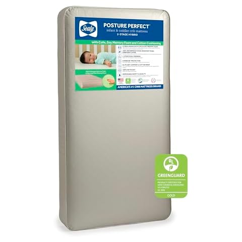 Sealy Posture Perfect 2-Stage Waterproof Baby Crib Mattress and Toddler Bed Mattress Cover