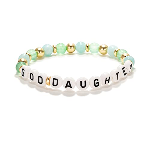 Godmother Goddaughter Bracelets, Mothers Day Godmother Gift, Goddaughter Gifts from Godmother, Godmother Gifts from Godchild, Stretch Beaded Gold Bracelets for Women, FLBR03B3