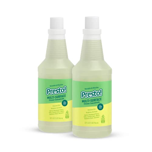Image of Amazon Brand - Presto! Multi-Surface Cleaner Concentrate, 2X Concentrated Formula, Lemon Scent, Streak-Free All Purpose Cleaner for Hardwood Floors, Tile, Countertops, 32 fl oz, 2-Pack